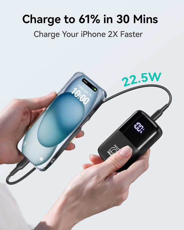 Power Bank, Smallest 22.5W 10000mAh Portable Charger, USB C in&Out Fast Charging