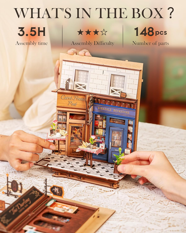 DIY Book Nook Kit for Adults European Arcade Street Scene, Miniature House Kits