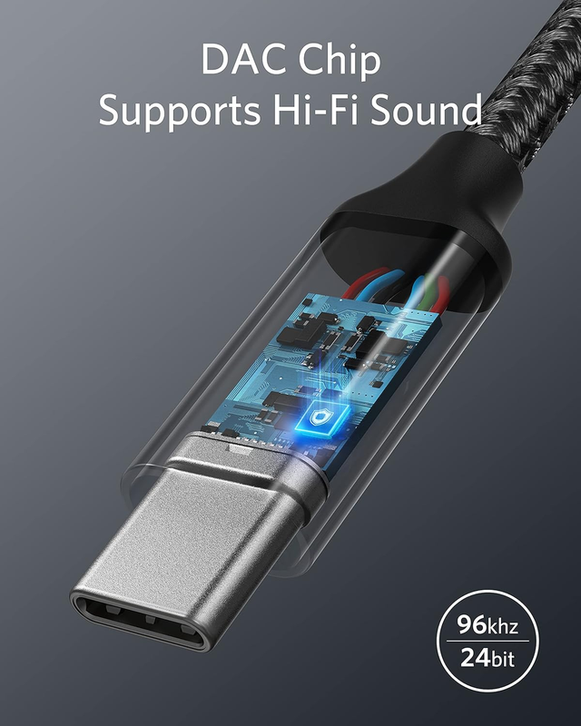 USB C to 3.5mm Audio Adapter, Male to Female Nylon Cable for Samsung S20/S20+/S2