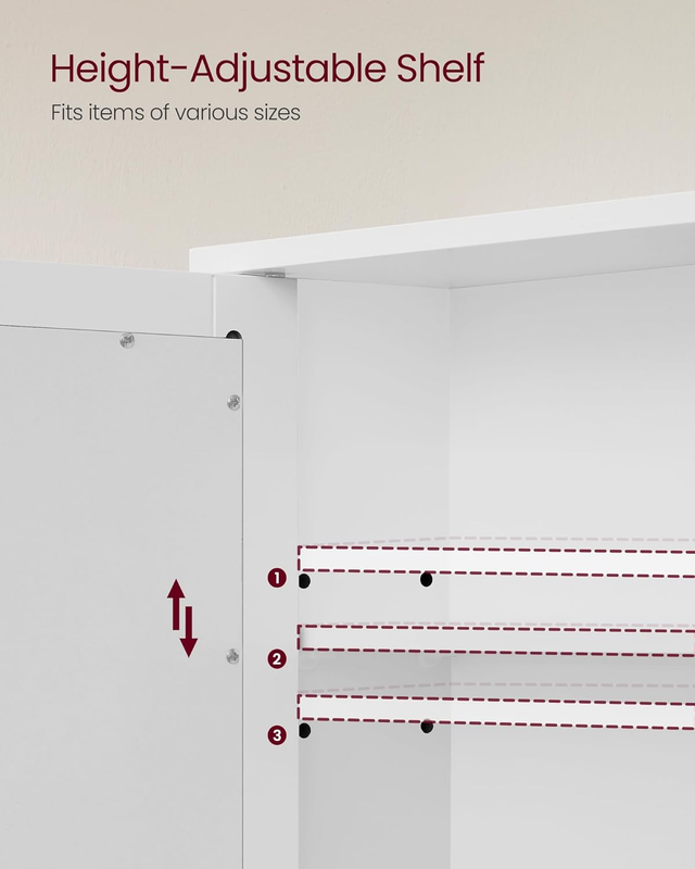 Bathroom Cabinet with Mirror, Wall Cabinet with 2 Mirrored Doors, Adjustable She