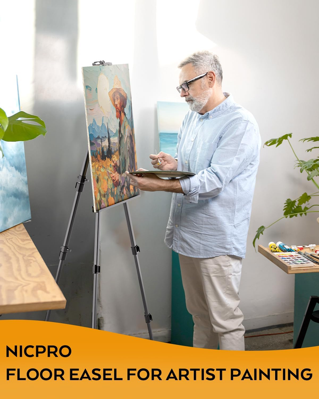 Painting Easel for Display, Adjustable Height 17" to 66" Tabletop & Floor Art Ea