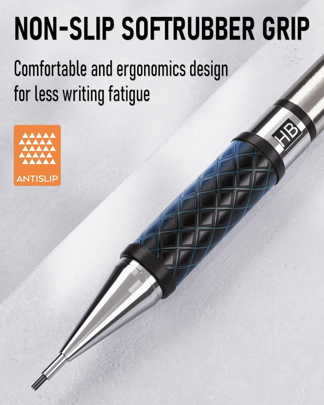 0.9 Mm Mechanical Pencil Set with Case, 3PCS Metal Mechanical Pencils with 6 Tub