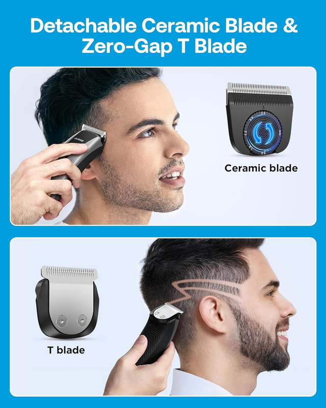 Cordless 2-in-1 Hair Clippers for Men with Turbo Motor, Professional Grooming Ki
