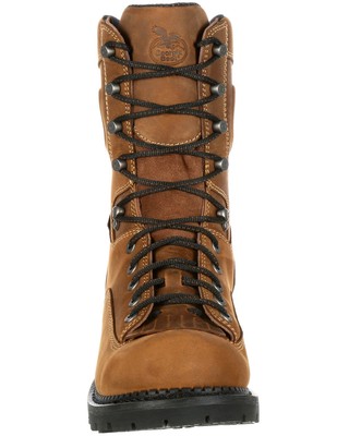 Pre-owned Georgia Boot Men's Waterproof Logger Work Boot - Round Toe - Gb00096 In Brown