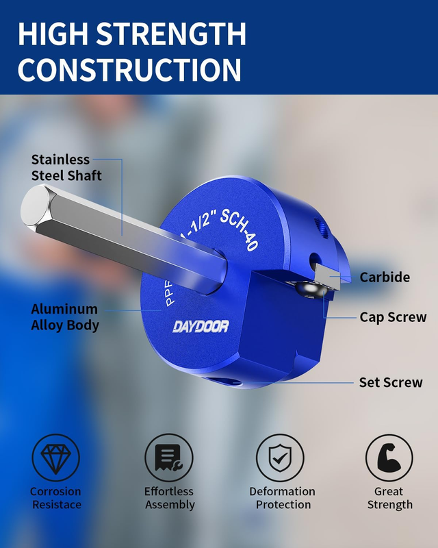 1-1/2'' PVC Pipe Reamer, PVC Reamer Tool, PVC Fitting Saver, Fits into Standard