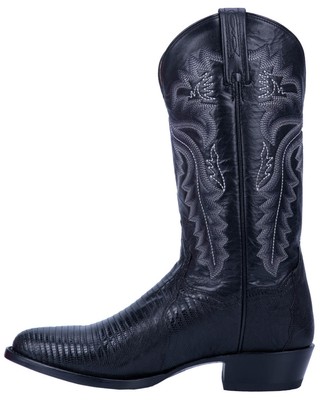 Pre-owned Dan Post Men's Winston Lizard Western Boot - Round Toe - Dp3050r In Black