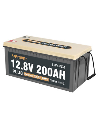 12V 200Ah Lithium Battery Deep Cycle LiFePO4 BMS for Solar RV Off-grid NEW