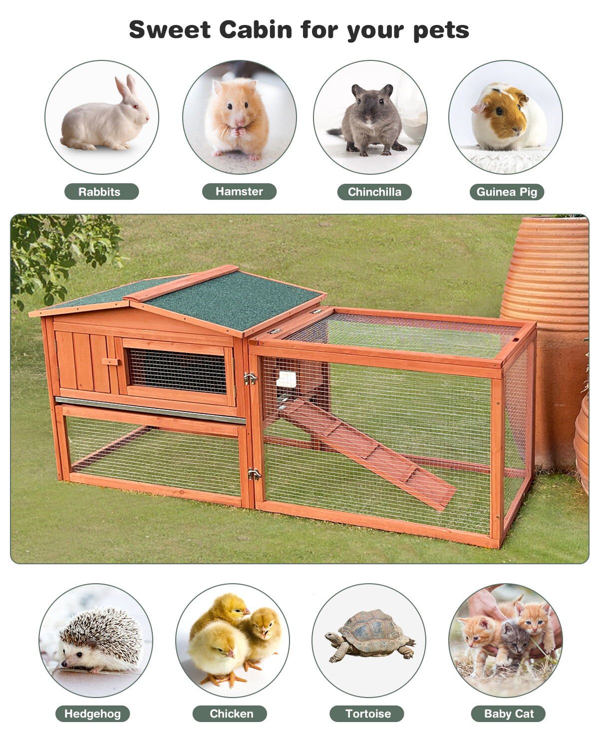 Giant Wood Rabbit Hutch Indoor & Outdoor ...