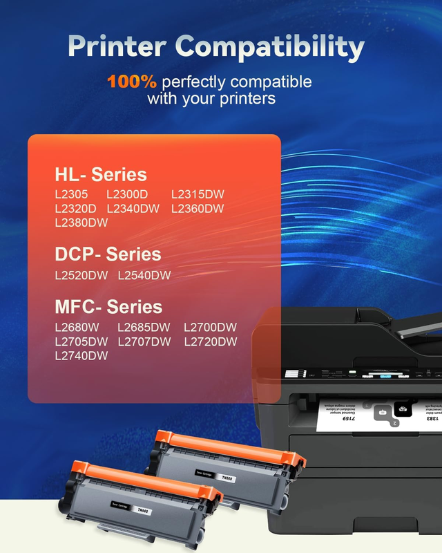 TN660 Toner Cartridge Compatible Replacement for TN 660 TN630 TN-660 TN-630 Work