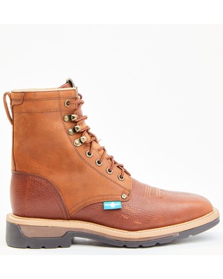 Pre-owned Twisted X Men's Lite 8&quot; Lace-up Waterproof Work Boot - Steel Toe Oiled Rust
