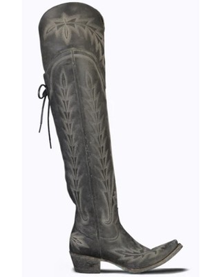Pre-owned Lane Women's Lexington Leather Tall Western Boot - Snip Toe - Lb0499c In Black