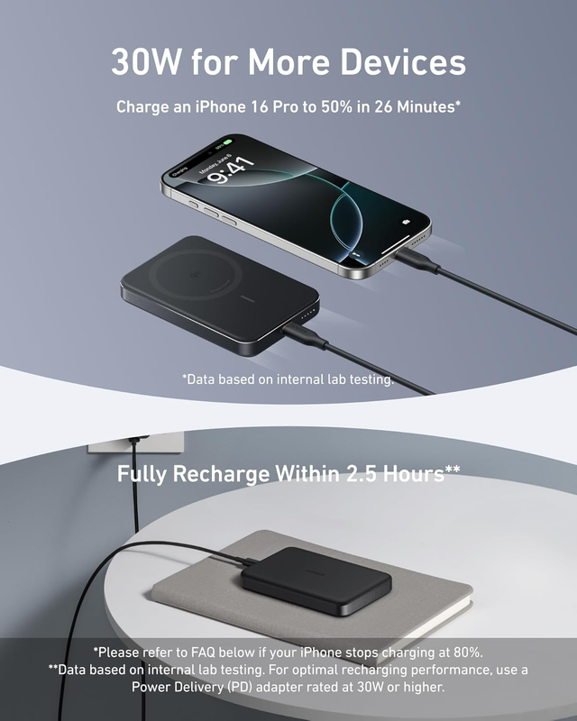 MagGo Power Bank, Ultra-Slim 10,000mAh Magnetic Battery Pack, Qi2 Certified 15W