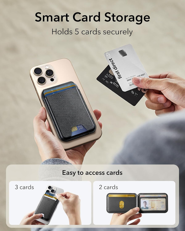 Upgraded for MagSafe Wallet, 5 Card Holder, RFID Blocking, Magnetic Wallet with