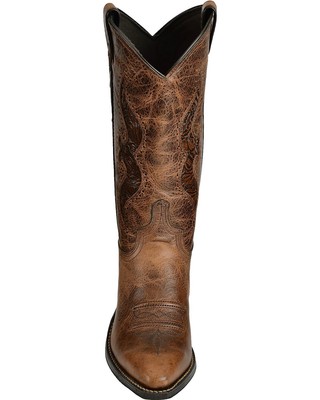 Pre-owned Abilene Women's Hand Tooled Inlay Western Boot - Snip Toe - 9141 In Brown
