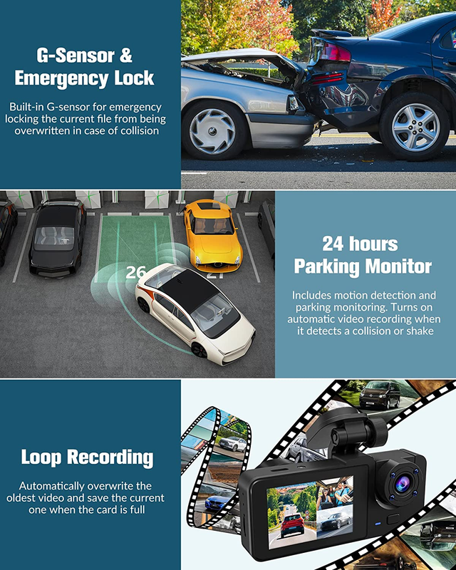 P1 Autocare Dash Cam Car Camera 1080P 120° FHD Car DVR Dashboard Camera Video Recorder With Night Vision G-sensors Loop Recording Motion Detection - View #4