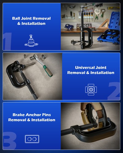 OMT Heavy Duty 4 in 1 Ball Joint Press & U Joint Removal Tool Kit w 4WD Adapters