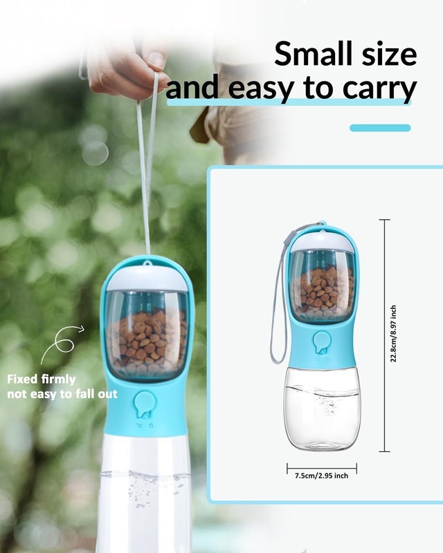 Dog Water Bottle, 2 in 1, Leak Proof Portable Pet Water Bottle with Food Contain