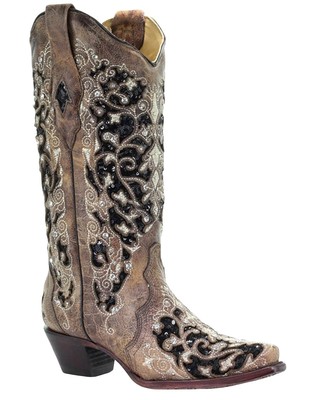 Pre-owned Corral Boots Corral Women's Embroidered Western Boot - Snip Toe - A3569 In Brown