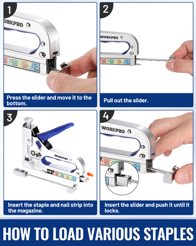 WORKPRO 4-in-1 Staple Gun Manual Brad Nailer with 2000 Counts Staples Upholstery