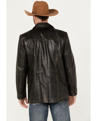 Pre-owned Cripple Creek Men's Leather Blazer - Ml7465-87 Large In Black