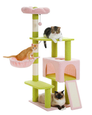 PAWZ Road 47.2'' Flower Cat Tree Tower Sisal Covered Scratching Posts Indoor Beds