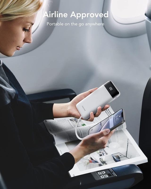 Portable Charger with Built in Cables, Power Bank with Cords Wires, Slim 10000mA