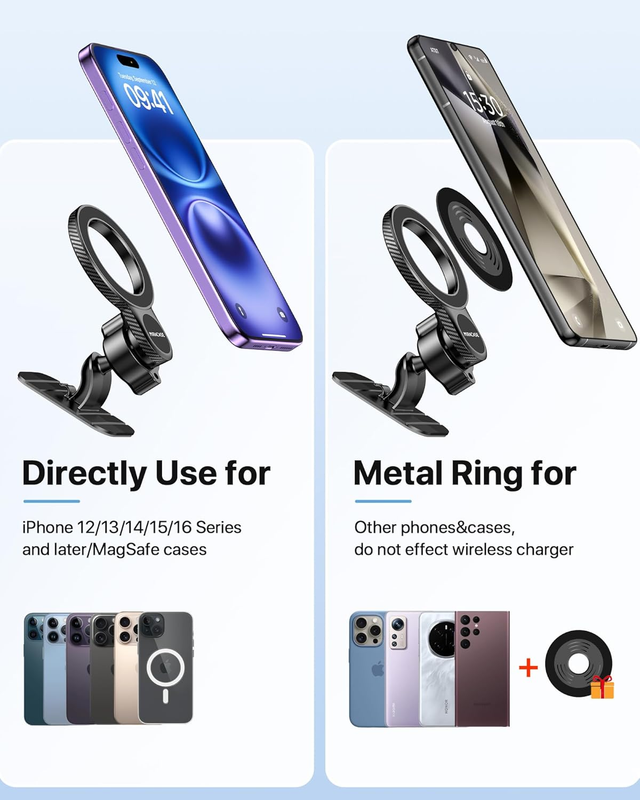for MagSafe Car Mount, [Upgraded Steel Hook&Strong Magnets] Magnetic Phone Holde