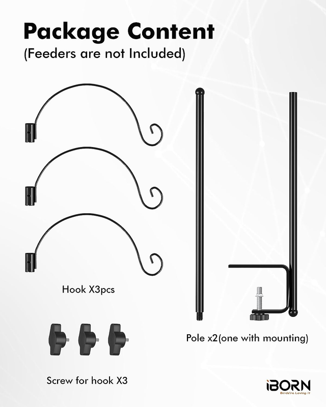 Bird Feeder Hook for Deck Railing, 3 Hooks, 360� Swivel (Feeders Not Included)