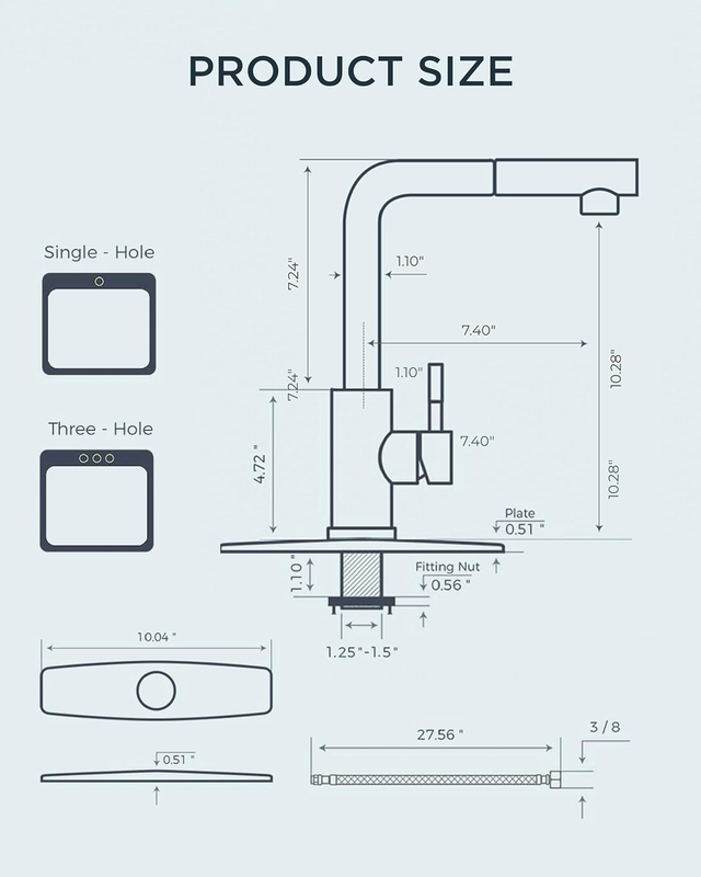Kitchen Sink Faucet, Pull down Kitchen Faucet with Sprayer, Single Handle Commer