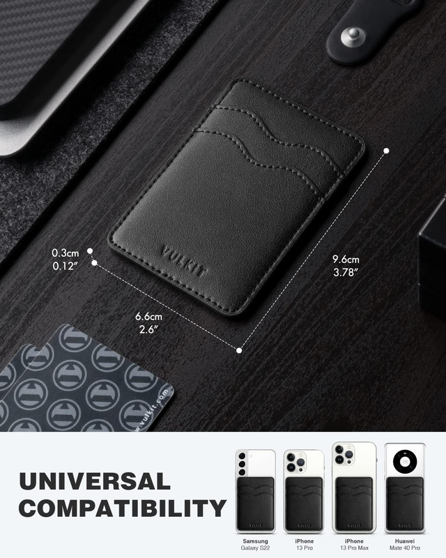 Stick on Card Holder Compatible for iPhone Leather Cell Phone Wallet Credit Card