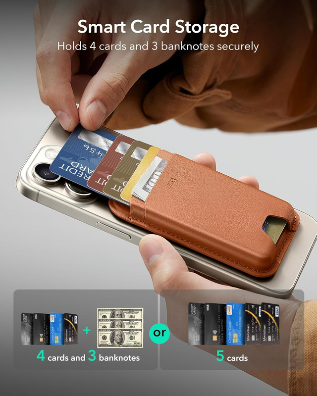 for MagSafe Wallet, 5-Card Holder, RFID Blocking, with 3,200 g Magnetic Strength