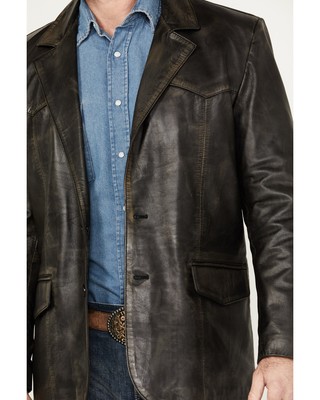 Pre-owned Cripple Creek Men's Leather Blazer - Ml7465-87 Large In Black