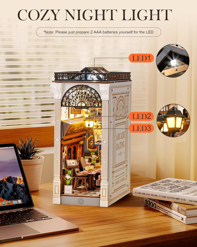 DIY Book Nook Kit for Adults European Arcade Street Scene, Miniature House Kits