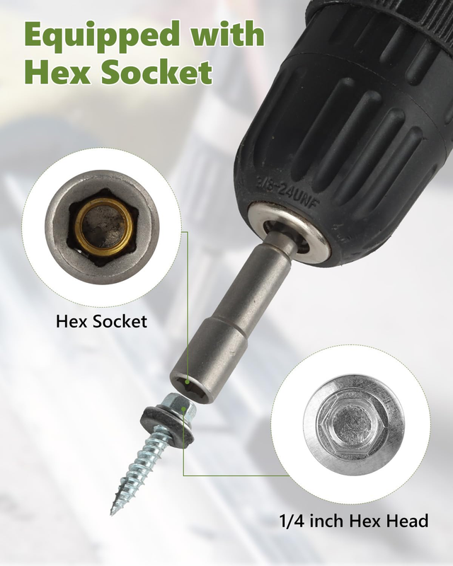 Hex Head Roofing Screws #10 × 1 Inch, 300Pcs Zinc Plated Self Tapping Metal Roof