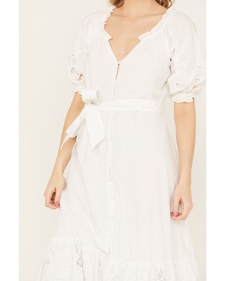 Pre-owned Cleobella Women's Marin Midi Dress - C23sp28047 Medium In White