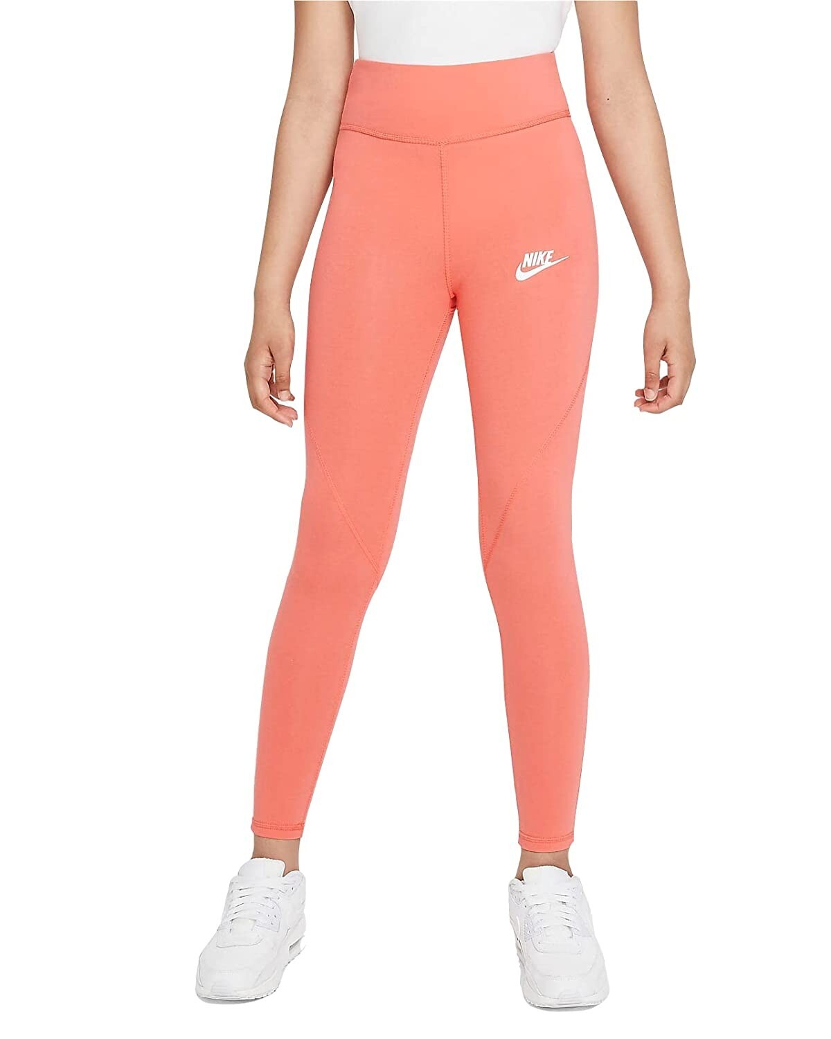 Леггинсы с высокой талией Nike Girls Sportswear Favorite (цвет: янтарный/белый), размер: большой