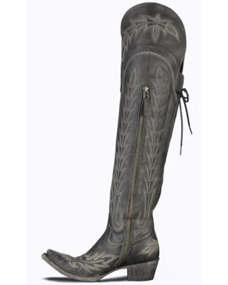 Pre-owned Lane Women's Lexington Leather Tall Western Boot - Snip Toe - Lb0499c In Black