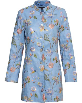 WHITE LABEL WHITE LABEL LEINEN-GEHROCK MIT STICKEREIEN STEHKRAGEN GEHRÖCKE DAMEN NEU