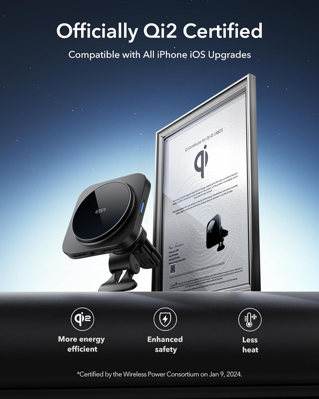 for Qi2 15W MagSafe Car Mount Charger, Qi2-Certified Air Vent/Dashboard Magnetic
