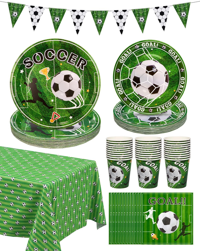 World Cup Paper Plates for 30 Guests, Soccer Party Decorations Supplies, Disposa