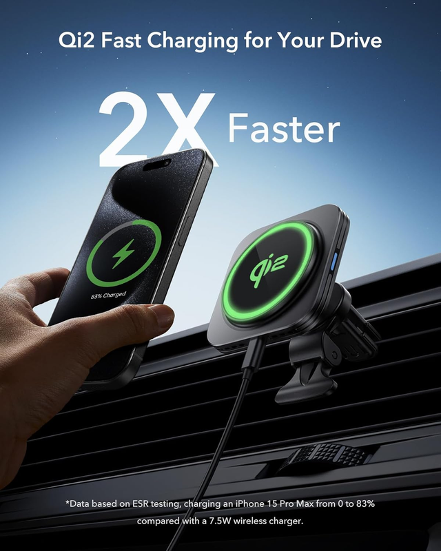 for Qi2 15W MagSafe Car Mount Charger, Qi2-Certified Air Vent/Dashboard Magnetic