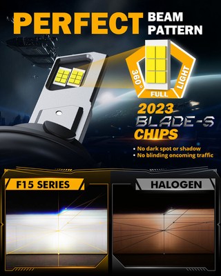 AUXBEAM H13 9008 LED Headlight Bulbs Kit High Low Beam Super Bright Canbus 6500K