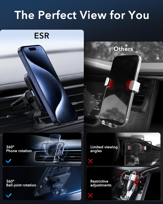 for Qi2 15W MagSafe Car Mount Charger, Qi2-Certified Air Vent/Dashboard Magnetic