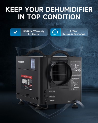 CREWORKS 130 PPD Commercial Dehumidifier for Crawl Space Basement Warehouse