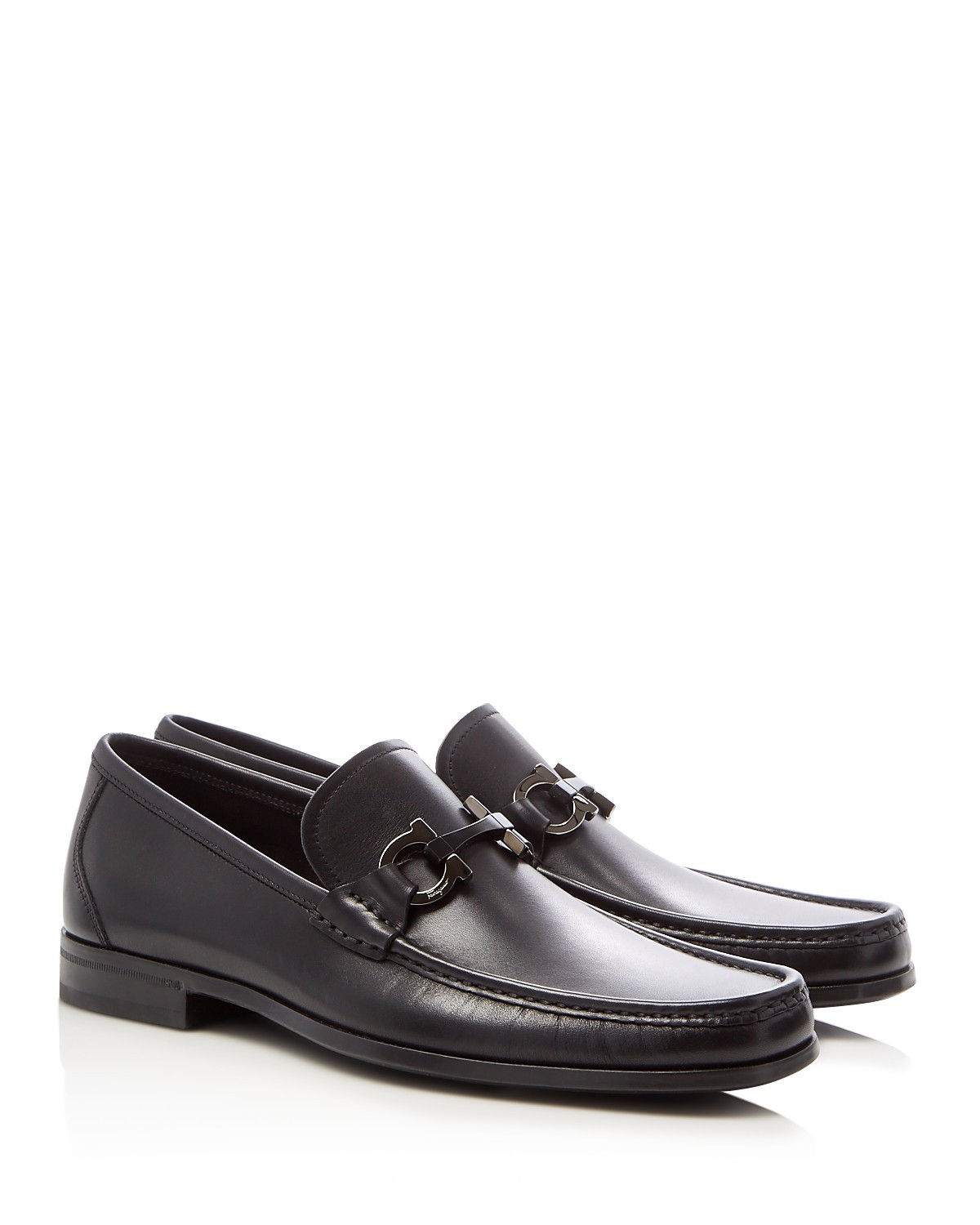 Pre-owned Ferragamo Salvatore  Grandioso Mens Black Leather Loafers 9 11.5 D