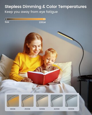Glocusent 5W Multi-Purpose Clip On Light, 38 LED Eye Caring Reading Bed Lamp, 5