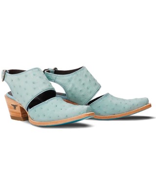 Pre-owned West Lane Women's Exotic Full Quill Ostrich Plain Robin Mule X  Desperado Ern In Blue