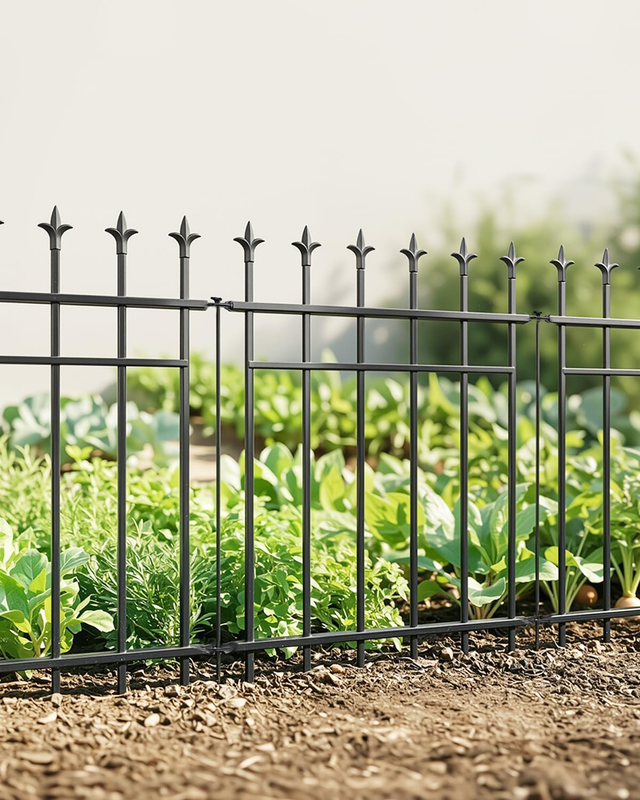 Metal Garden Fence Panels Decorative 5 Pack 71Cm High Rustproof Pet Barrier 2.8M