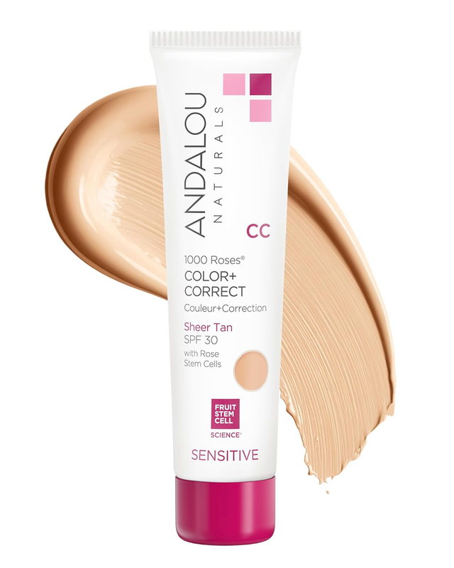 1000 Roses CC Color + Correct with SPF 30, Sheer Tan, 2-In-1 F...