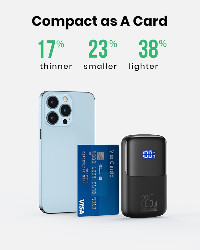 Power Bank, Smallest 22.5W 10000mAh Portable Charger, USB C in&Out Fast Charging